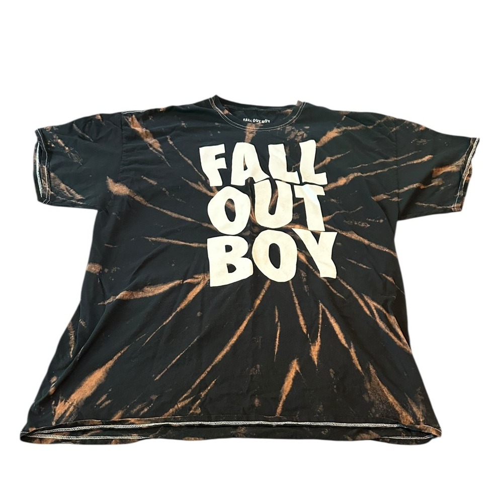 Fall Out Boy Manhead XL Short Sleeved Tie Dye Black Brown Punk Rock Emo Concert